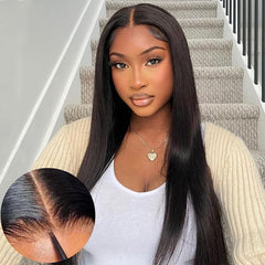 Straight HD Lace Frontal Wig Luxury Double Drawn With Pre-plucked Edges