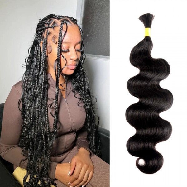 Human Braiding Hair Natural Black Body Wave Bulk Hair For Micro Braiding No Weft 3 bundles