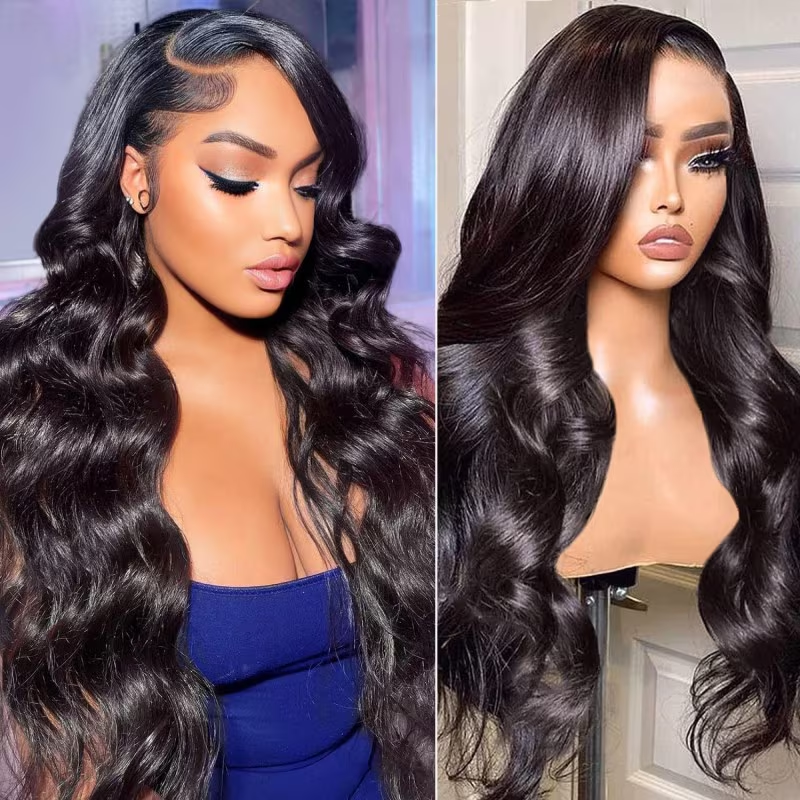 Body Wave 360 Lace Wigs 100% Human Virgin Hair 360 Wigs Natural Black