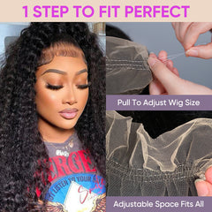 360  Kinky Curly  Invisi Drawstring Wear Go Glueless Pre-Bleached And Pre-Cut Lace Human Hair Wig