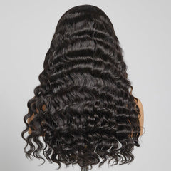 Easy-Wear Glueless 6x5 Pre-Cut Lace Loose Deep Wave Wig With Bleached Knots - Human Hair In Natural Black