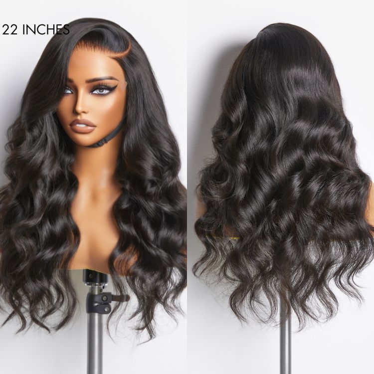 Body Wave HD Lace Frontal Luxury Wig with Pre-plucked Edges Natural Black Color