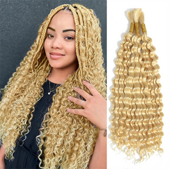 Human Braiding Hair 613 Blonde Deep Wave Bulk Hair For Micro Braiding No Weft