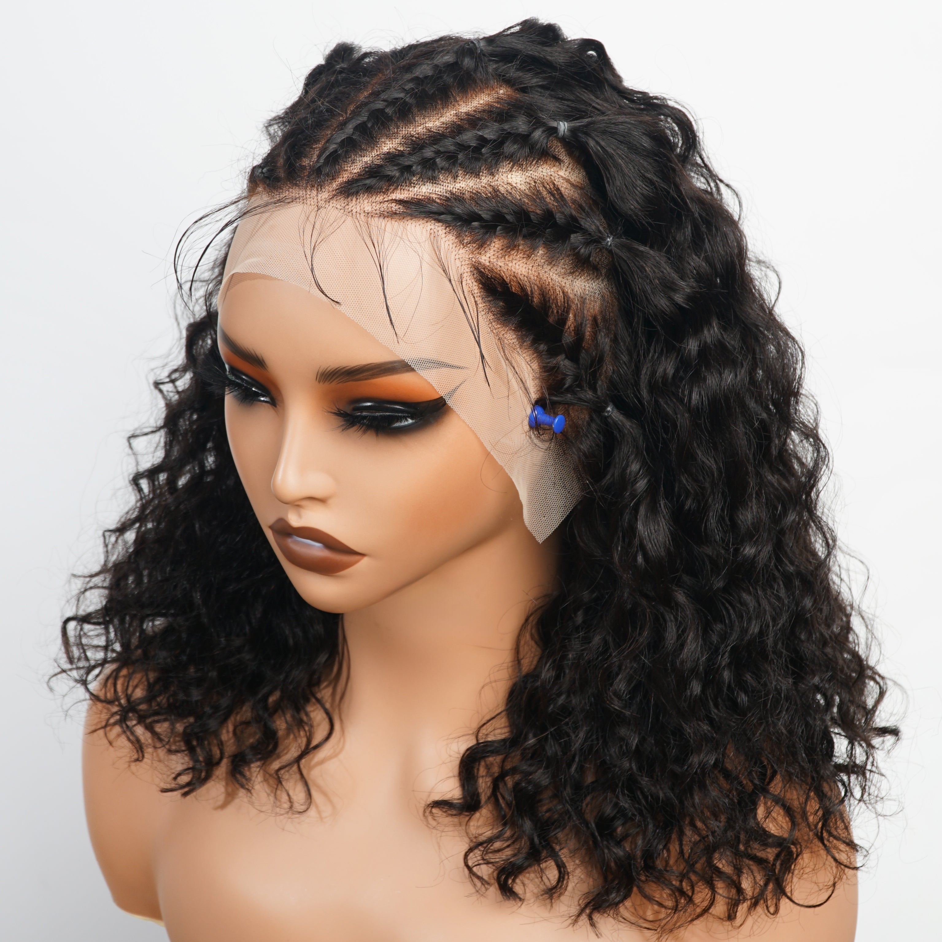 Braided Water Wave Hair 13x4 HD Lace Frontal Wig Long Wigs Real Human Hair Wigs For Women