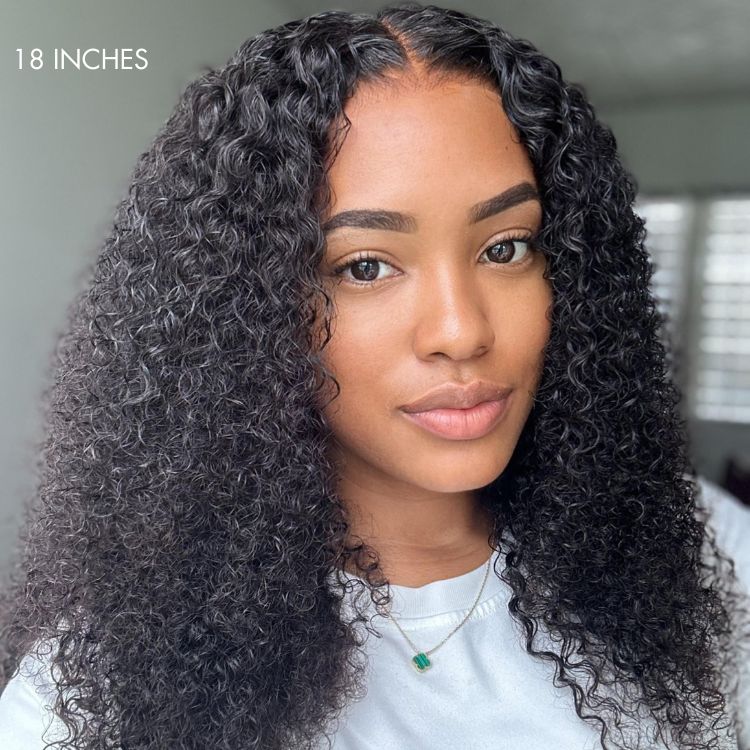 Easy-Wear Glueless 6x5 Pre-Cut Lace Kinky Curly Wig With Bleached Knots - Human Hair In Natural Black