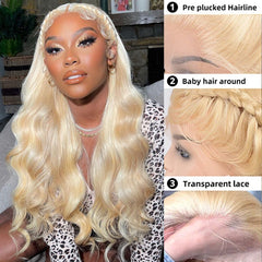 100% Human Hair Blonde 613 Full Lace Frontal Wig 13x4 HD Full Lace Human Hair Wig With Baby Hair