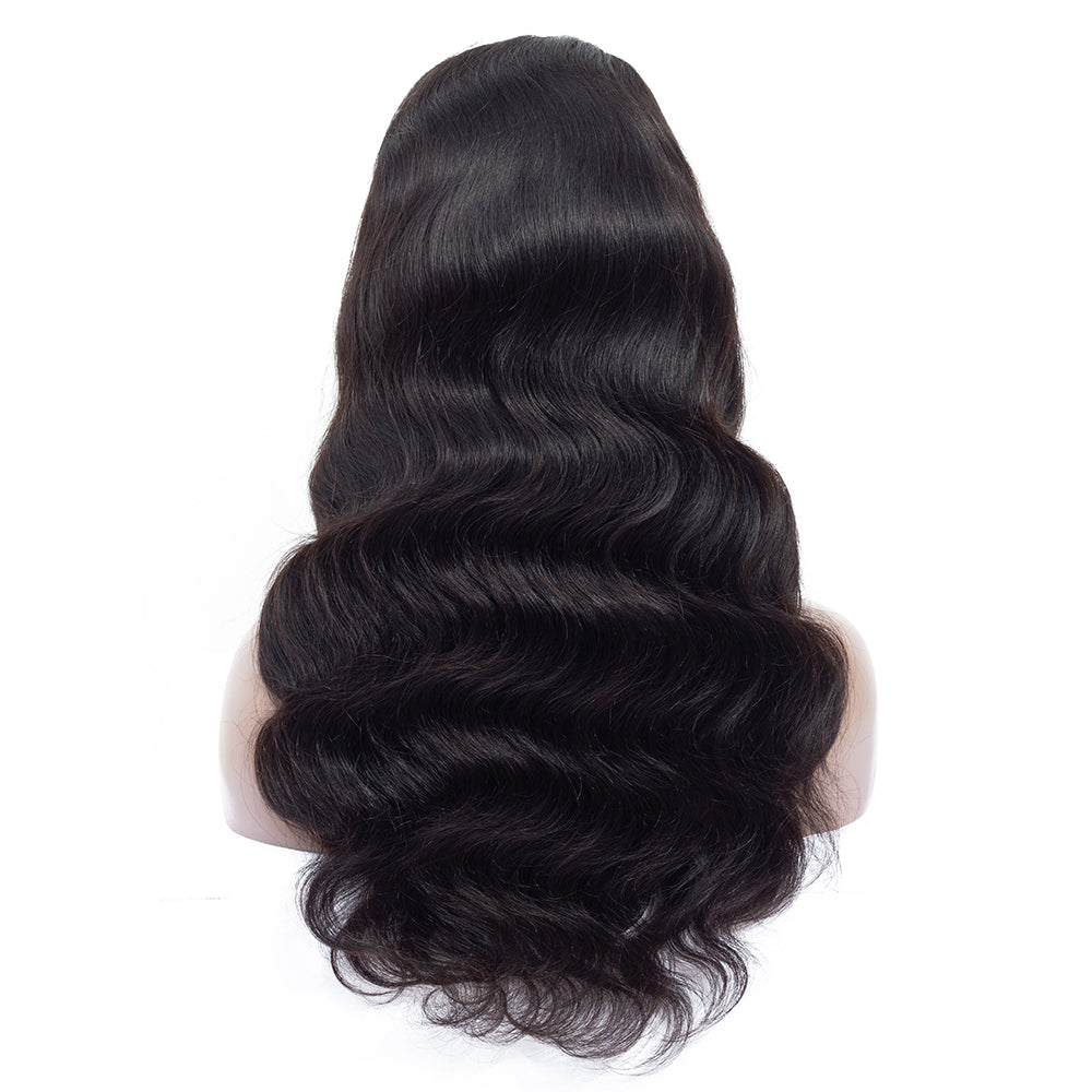 Body Wave 360 Lace Wigs 100% Human Virgin Hair 360 Wigs Natural Black