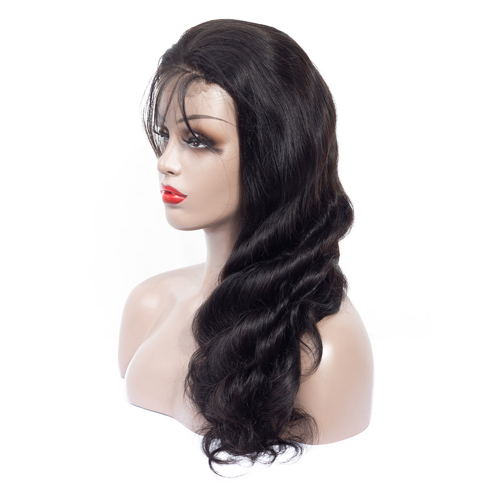 Body Wave 360 Lace Wigs 100% Human Virgin Hair 360 Wigs Natural Black