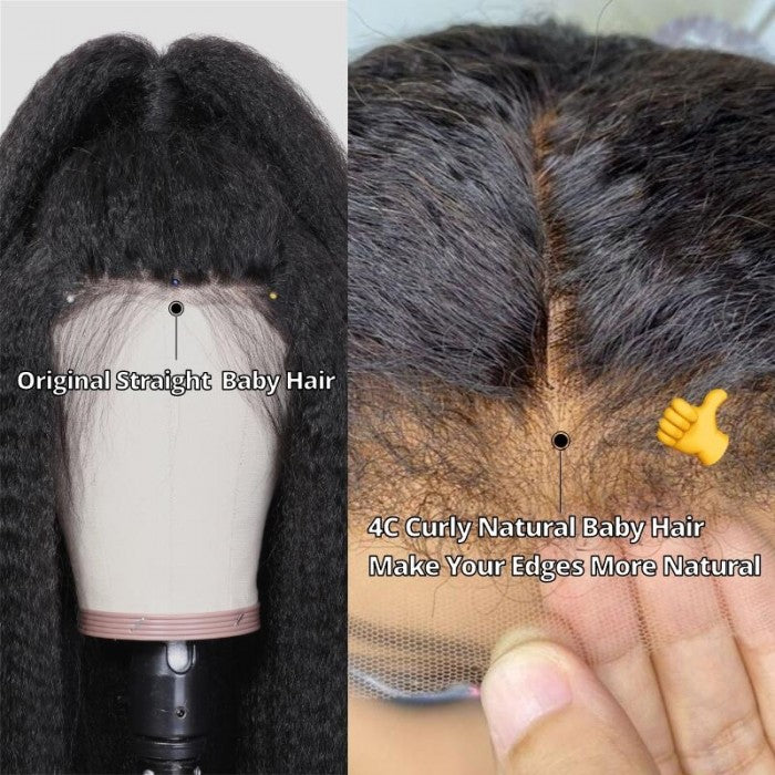 HD 13"×4" Frontal Lace Wigs Virgin Human Hair Pre plucked Natural Hairline Invisible Lace for Kinky Straight Hair