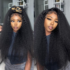 HD 13"×4" Frontal Lace Wigs Virgin Human Hair Pre plucked Natural Hairline Invisible Lace for Kinky Curly Hair