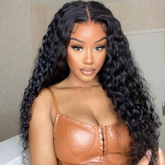 HD  13"×4" Frontal Lace Wigs Virgin Human Hair Pre plucked Natural Hairline Invisible Lace for Water Wave Hair