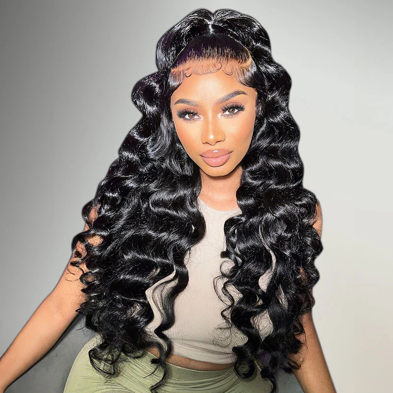 Loose Deep Wave HD Lace Frontal Wig Double Drawn Luxury Wig with Pre-plucked Edges