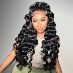 Easy-Wear Glueless 6x5 Pre-Cut Lace Loose Deep Wave Wig With Bleached Knots - Human Hair In Natural Black