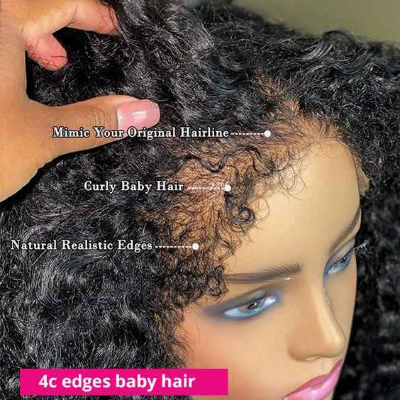 HD 13"×4" Frontal Lace Wigs Virgin Human Hair Pre plucked Natural Hairline Invisible Lace for Kinky Curly Hair