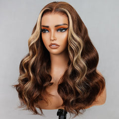 13x4 Lace Frontal Chestnut Brown Highlight Body Wave Pre-Everything Wig For Summer Style